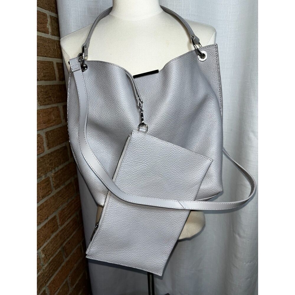 Ted Baker London Candiee Pebble GREY leather hobo bag with clutch Excellent Cond